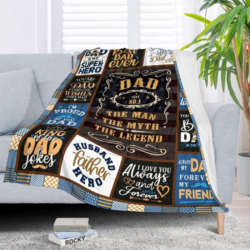 SIKLTY Dad Gifts Throw Blanket 60"" x 50""  Birthday Gifts for Dad from Daughter Son  Best Dad Ever Gifts  Presents for Dad from Kids  Dads Birthday Gifts Ideas  Gifts for Dad Who Wants Nothing - Image 2